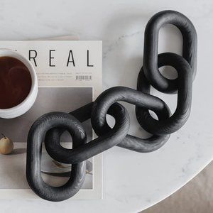 Wood Chain Link Decor - Black Chain for Modern Coffee Table Decor